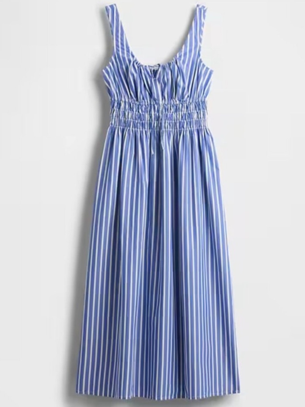 NEW Gap Women’s Blue & White Poplin Striped Sun Dress Size Small S Smocked Waist